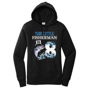 Funny Fishing Party 8 Year Old Birthday Fisherman 8th Fisher Women's Pullover Hoodie