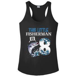 Funny Fishing Party 8 Year Old Birthday Fisherman 8th Fisher Ladies PosiCharge Competitor Racerback Tank