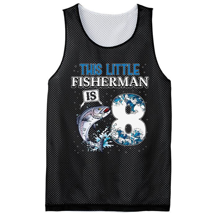 Funny Fishing Party 8 Year Old Birthday Fisherman 8th Fisher Mesh Reversible Basketball Jersey Tank