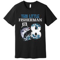 Funny Fishing Party 8 Year Old Birthday Fisherman 8th Fisher Premium T-Shirt