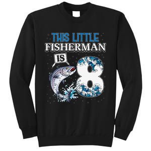 Funny Fishing Party 8 Year Old Birthday Fisherman 8th Fisher Tall Sweatshirt