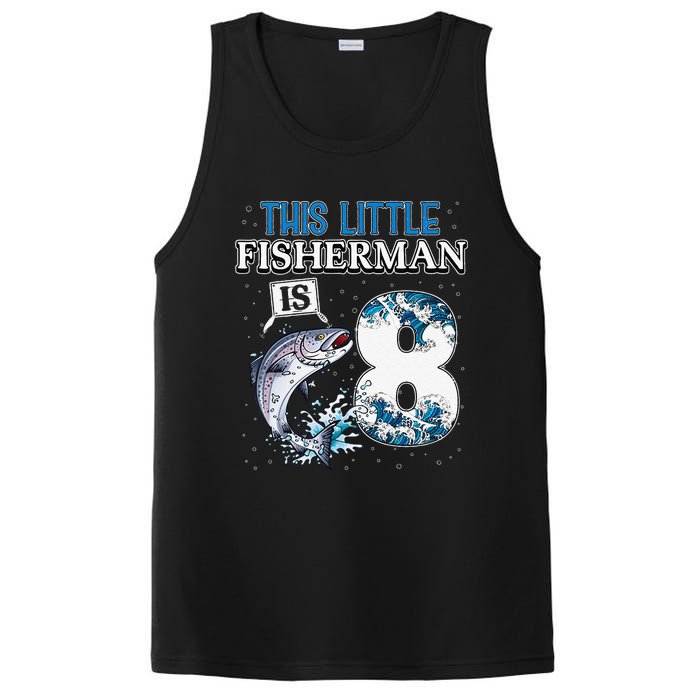 Funny Fishing Party 8 Year Old Birthday Fisherman 8th Fisher PosiCharge Competitor Tank