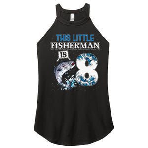 Funny Fishing Party 8 Year Old Birthday Fisherman 8th Fisher Women's Perfect Tri Rocker Tank