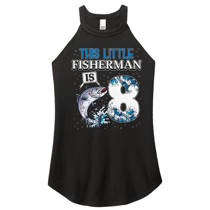 Funny Fishing Party 8 Year Old Birthday Fisherman 8th Fisher Women's Perfect Tri Rocker Tank