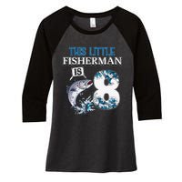 Funny Fishing Party 8 Year Old Birthday Fisherman 8th Fisher Women's Tri-Blend 3/4-Sleeve Raglan Shirt