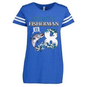 Funny Fishing Party 8 Year Old Birthday Fisherman 8th Fisher Enza Ladies Jersey Football T-Shirt