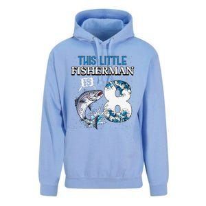 Funny Fishing Party 8 Year Old Birthday Fisherman 8th Fisher Unisex Surf Hoodie