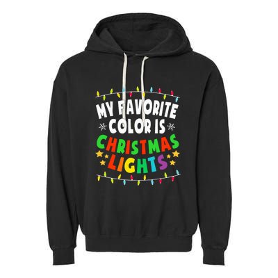 Festive Family Pajamas Celebrate with Christmas Lights Garment-Dyed Fleece Hoodie