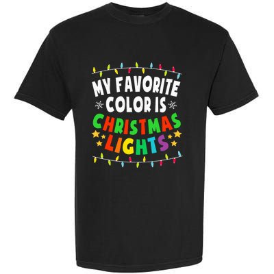 Festive Family Pajamas Celebrate with Christmas Lights Garment-Dyed Heavyweight T-Shirt