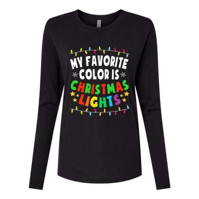 Festive Family Pajamas Celebrate with Christmas Lights Womens Cotton Relaxed Long Sleeve T-Shirt