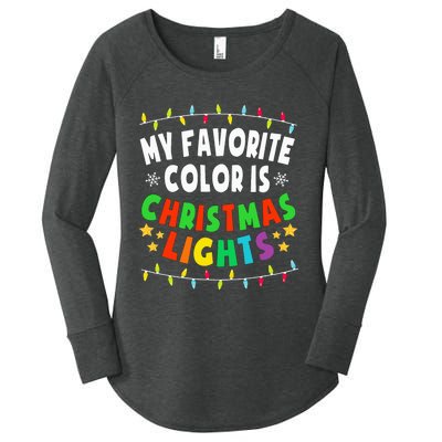 Festive Family Pajamas Celebrate with Christmas Lights Women's Perfect Tri Tunic Long Sleeve Shirt