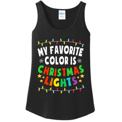 Festive Family Pajamas Celebrate with Christmas Lights Ladies Essential Tank