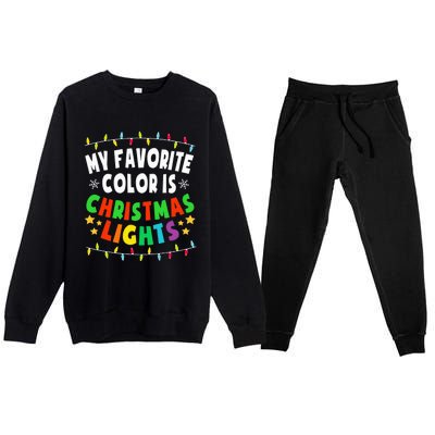 Festive Family Pajamas Celebrate with Christmas Lights Premium Crewneck Sweatsuit Set