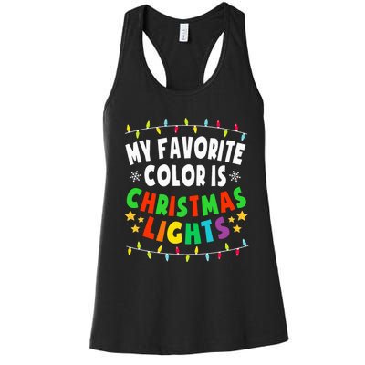 Festive Family Pajamas Celebrate with Christmas Lights Women's Racerback Tank