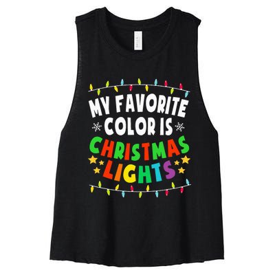 Festive Family Pajamas Celebrate with Christmas Lights Women's Racerback Cropped Tank