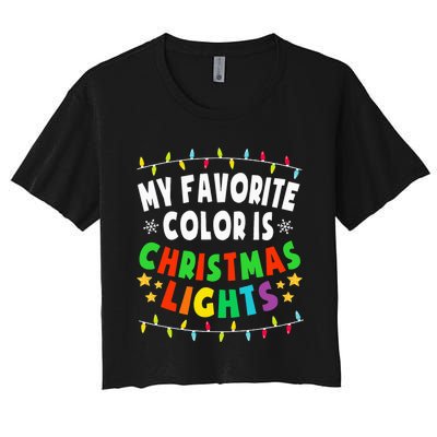 Festive Family Pajamas Celebrate with Christmas Lights Women's Crop Top Tee