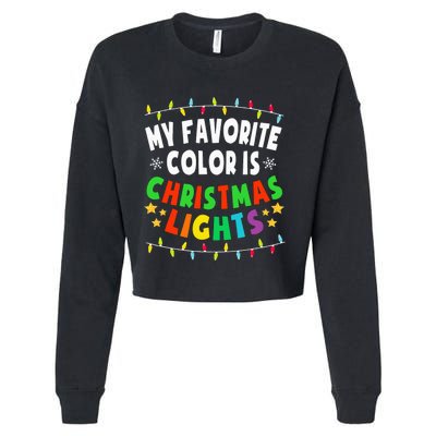 Festive Family Pajamas Celebrate with Christmas Lights Cropped Pullover Crew