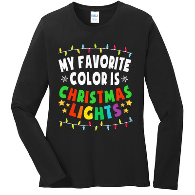 Festive Family Pajamas Celebrate with Christmas Lights Ladies Long Sleeve Shirt