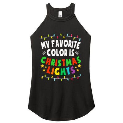 Festive Family Pajamas Celebrate with Christmas Lights Women's Perfect Tri Rocker Tank