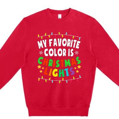 Festive Family Pajamas Celebrate with Christmas Lights Premium Crewneck Sweatshirt