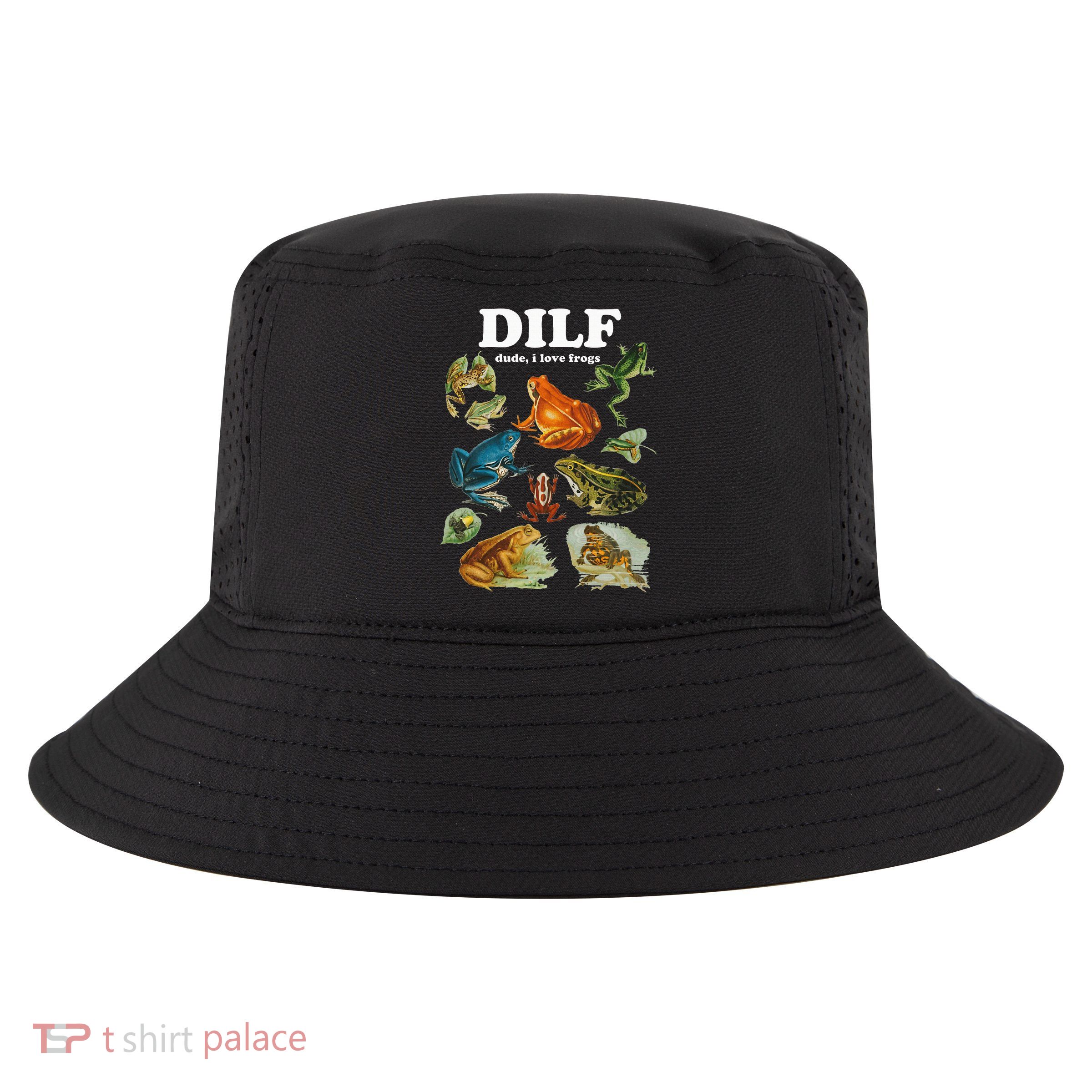 Funny Frog Pun Dude I Love Frog Dilf Cottagecore Aesthetic Cool Comfort Performance Bucket Hat