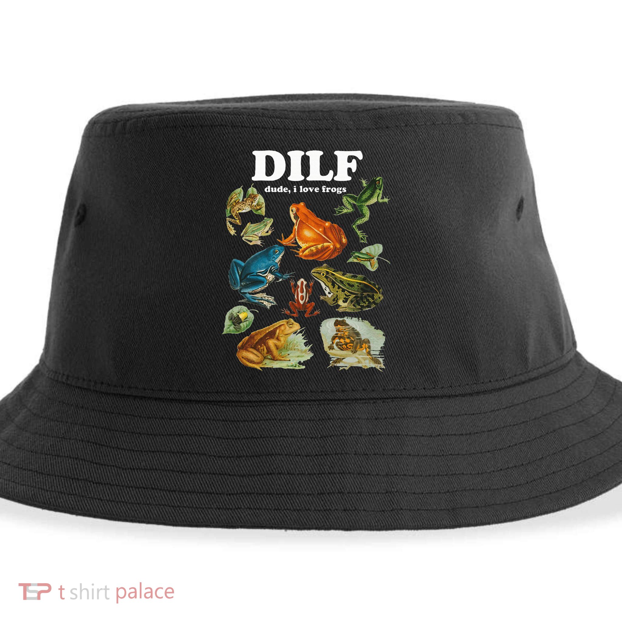 Funny Frog Pun Dude I Love Frog Dilf Cottagecore Aesthetic Sustainable Bucket Hat
