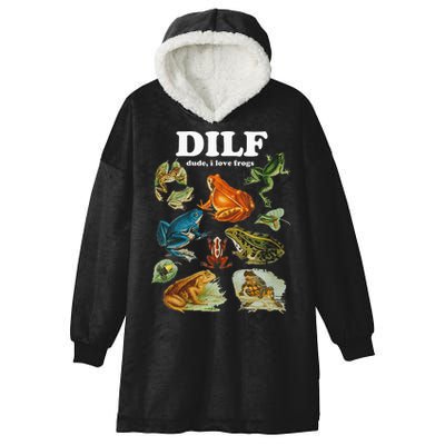 Funny Frog Pun Dude I Love Frog Dilf Cottagecore Aesthetic Hooded Wearable Blanket