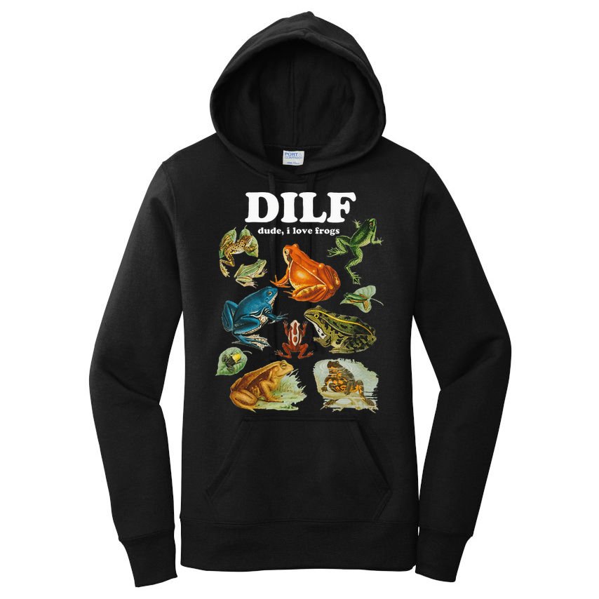 Funny Frog Pun Dude I Love Frog Dilf Cottagecore Aesthetic Women's Pullover Hoodie