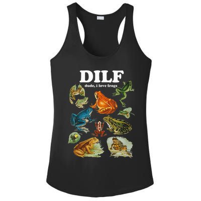 Funny Frog Pun Dude I Love Frog Dilf Cottagecore Aesthetic Ladies PosiCharge Competitor Racerback Tank