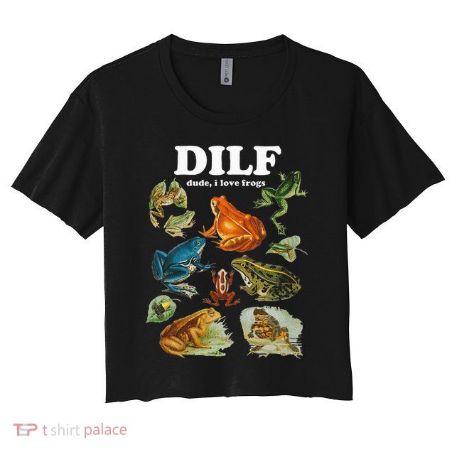 Funny Frog Pun Dude I Love Frog Dilf Cottagecore Aesthetic Crop Top