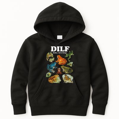Funny Frog Pun Dude I Love Frog Dilf Cottagecore Aesthetic Kids Hoodie