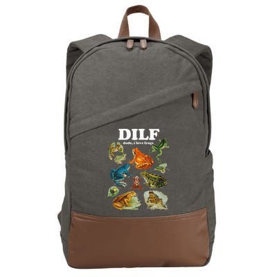 Funny Frog Pun Dude I Love Frog Dilf Cottagecore Aesthetic Cotton Canvas Backpack