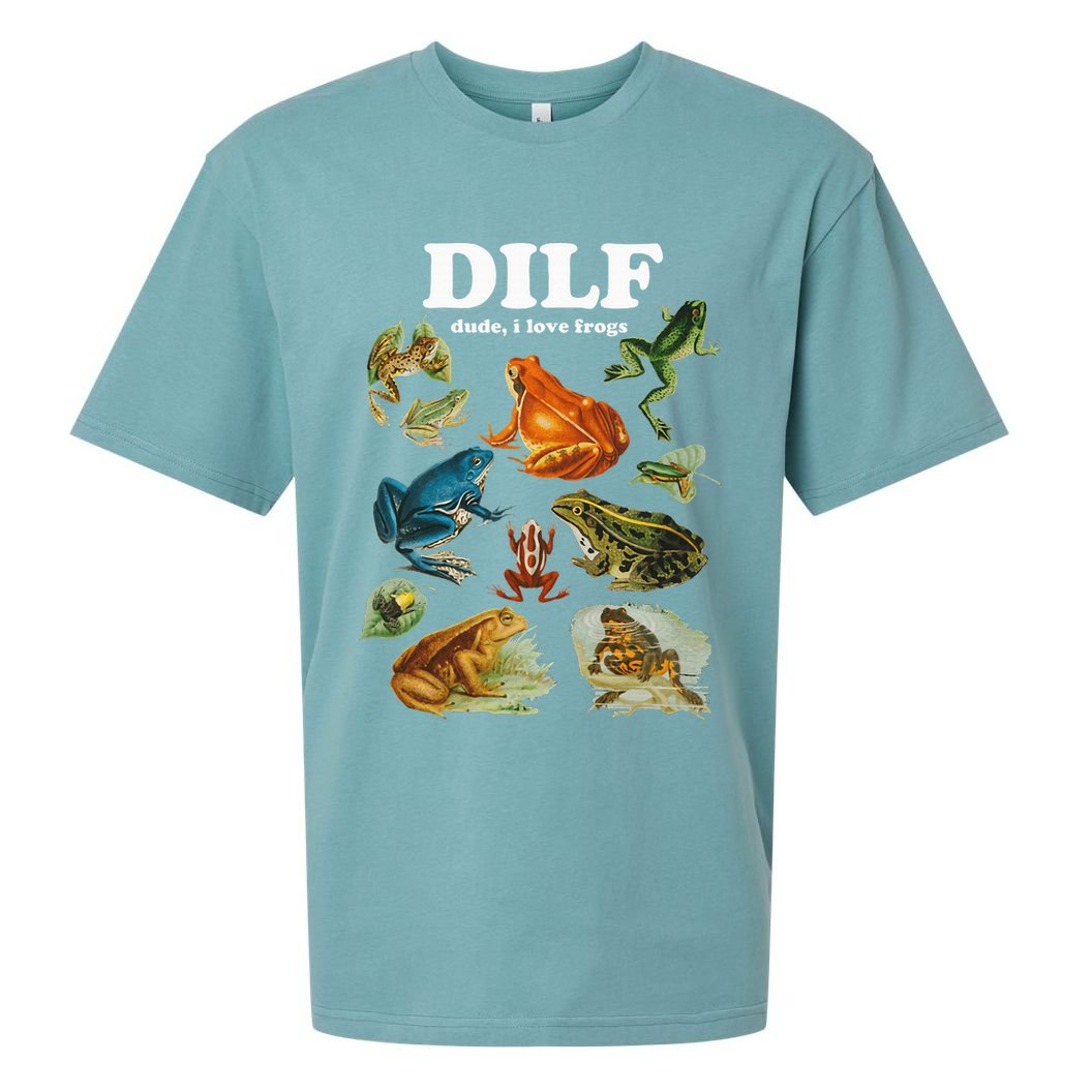 Funny Frog Pun Dude I Love Frog Dilf Cottagecore Aesthetic Sueded Cloud Jersey T-Shirt