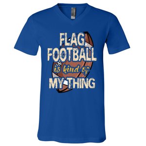 Flag Football Player Ball Carrier Sport Game Athletes V-Neck T-Shirt