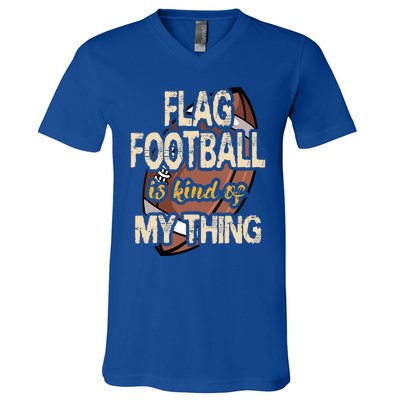 Flag Football Player Ball Carrier Sport Game Athletes V-Neck T-Shirt