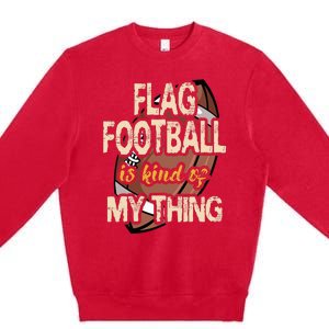 Flag Football Player Ball Carrier Sport Game Athletes Premium Crewneck Sweatshirt