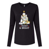 Festive Feline Pajamas Hilarious Christmas Tree Design Womens Cotton Relaxed Long Sleeve T-Shirt