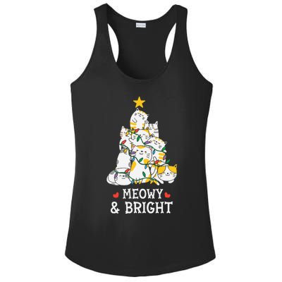 Festive Feline Pajamas Hilarious Christmas Tree Design Ladies PosiCharge Competitor Racerback Tank