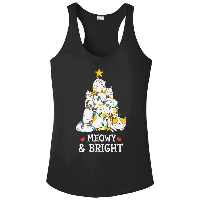 Festive Feline Pajamas Hilarious Christmas Tree Design Ladies PosiCharge Competitor Racerback Tank