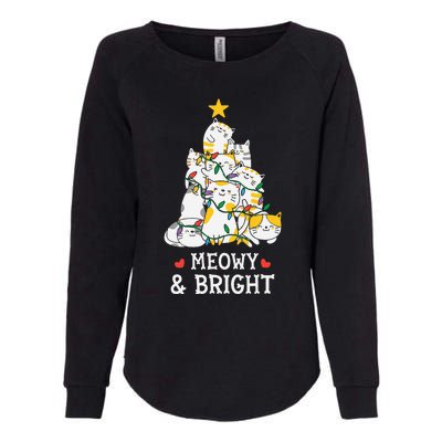 Festive Feline Pajamas Hilarious Christmas Tree Design Womens California Wash Sweatshirt