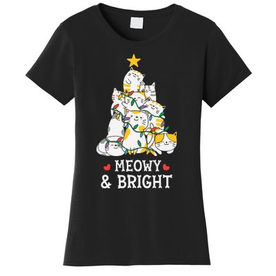 Festive Feline Pajamas Hilarious Christmas Tree Design Women's T-Shirt