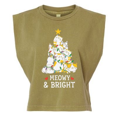 Festive Feline Pajamas Hilarious Christmas Tree Design Garment-Dyed Women's Muscle Tee