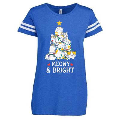 Festive Feline Pajamas Hilarious Christmas Tree Design Enza Ladies Jersey Football T-Shirt