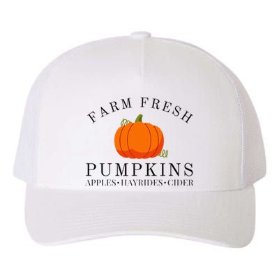 Farm Fresh Pumpkins Apples Hayrides Cider Thanksgiving Fall Yupoong Adult 5-Panel Trucker Hat