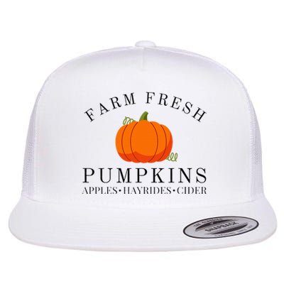 Farm Fresh Pumpkins Apples Hayrides Cider Thanksgiving Fall Flat Bill Trucker Hat