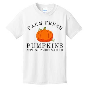 Farm Fresh Pumpkins Apples Hayrides Cider Thanksgiving Fall Kids T-Shirt