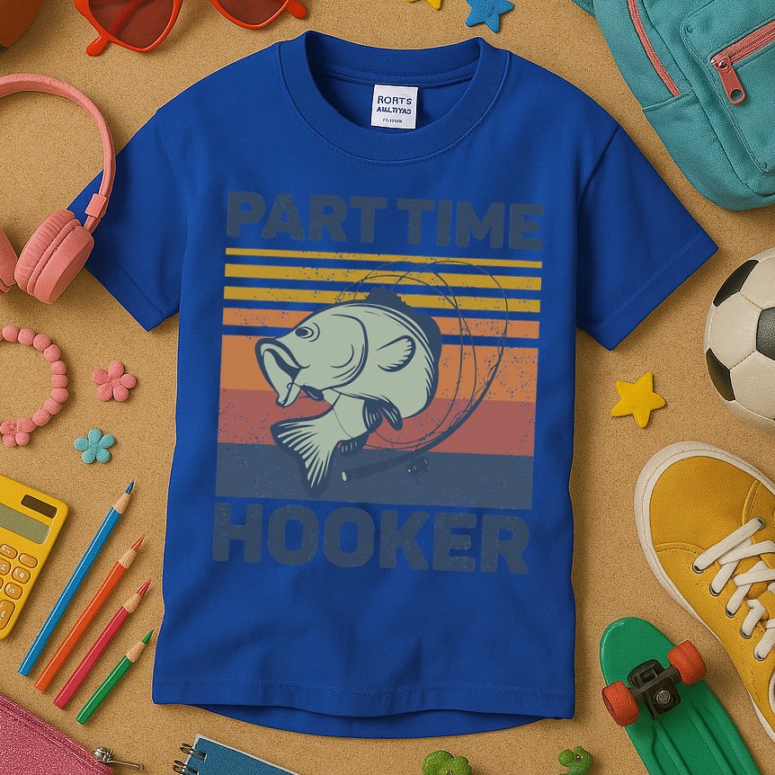 Funny Fishing Part Time Hooker Kids T-Shirt