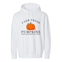 Farm Fresh Pumpkins Apples Hayrides Cider Thanksgiving Fall Garment-Dyed Fleece Hoodie