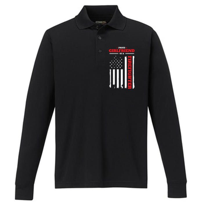 Firefighter Family Proud Girlfriend Performance Long Sleeve Polo