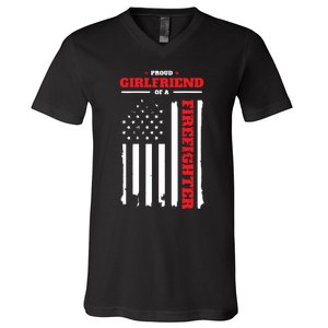 Firefighter Family Proud Girlfriend V-Neck T-Shirt